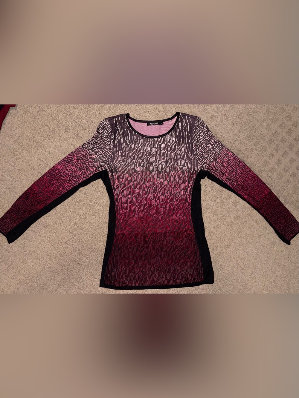 NIC+ZOE Pink to Magenta Ombre Short Sleeve Knit Top, Women’s Size XS